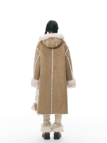NAPSNAPS Hooded Long Faux Shearling Women&