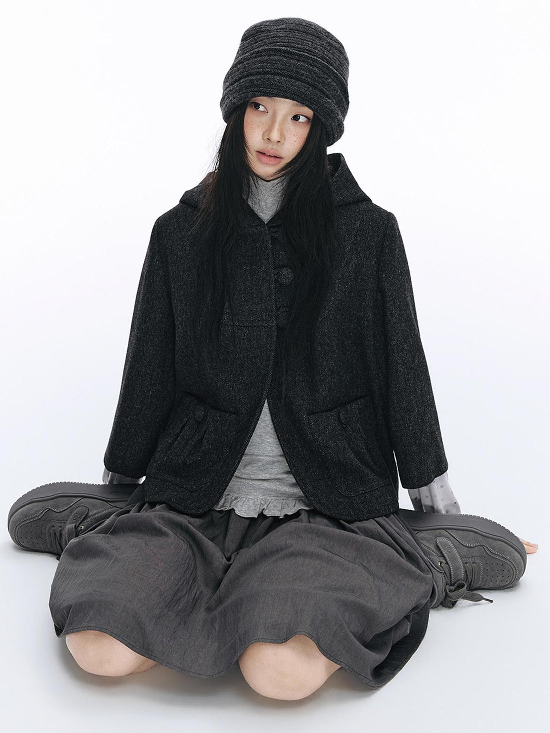 NAPSNAPS Hooded Seven Sleeve Loose Fit Sweet Women&