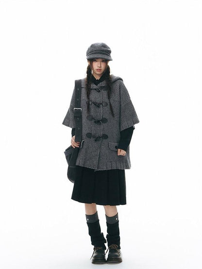 NAPSNAPS Hooded Toggle Cable Knit Chunky Pocket Women&