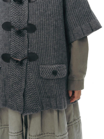 NAPSNAPS Hooded Toggle Cable Knit Chunky Pocket Women&
