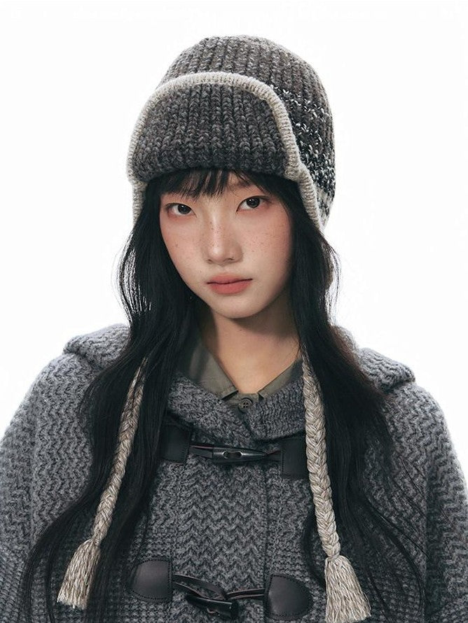NAPSNAPS Hooded Toggle Cable Knit Chunky Pocket Women&