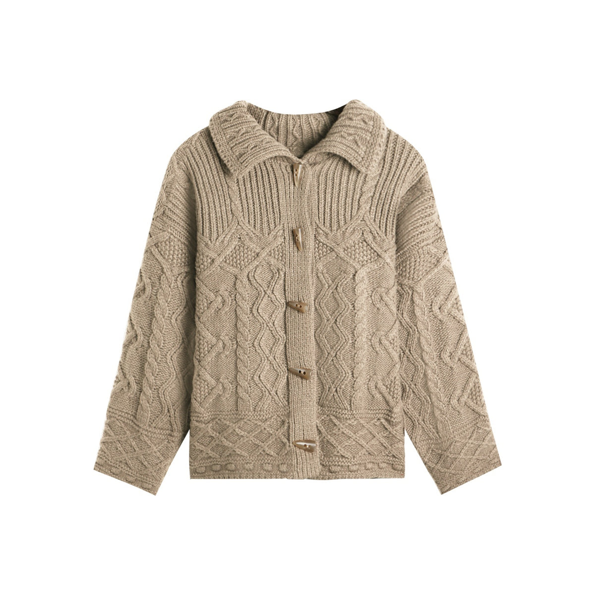 NAPSNAPS_Horn_Button_Knit_Thickened_Collared_Women&