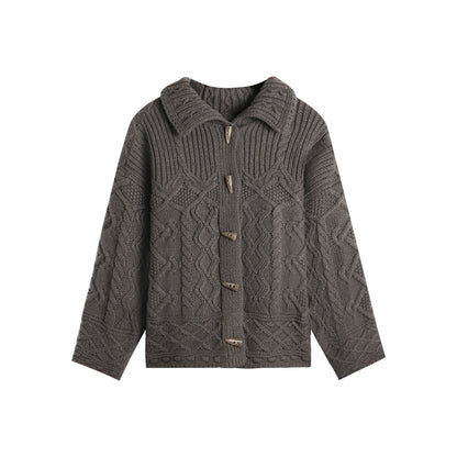 NAPSNAPS_Horn_Button_Knit_Thickened_Collared_Women&