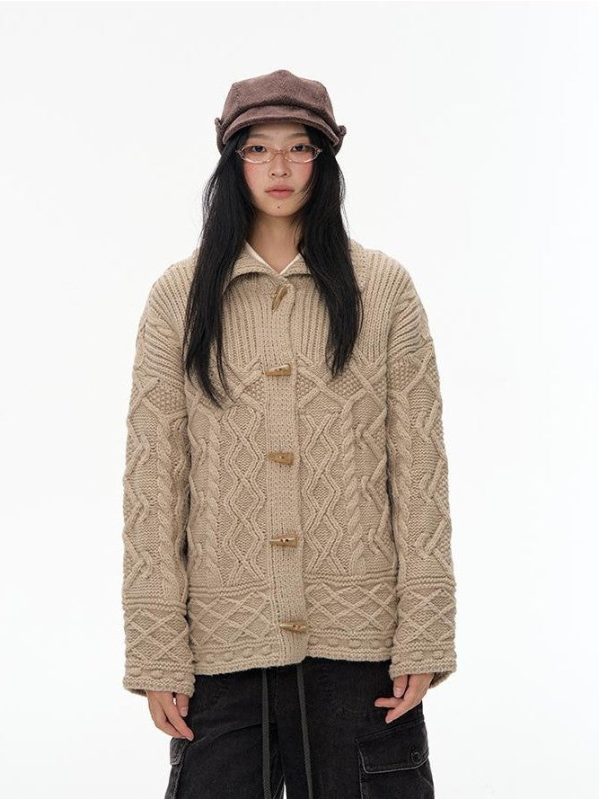 NAPSNAPS Horn Button Knit Thickened Collared Women&