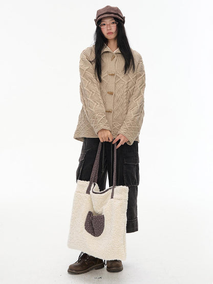 NAPSNAPS Horn Button Knit Thickened Collared Women&