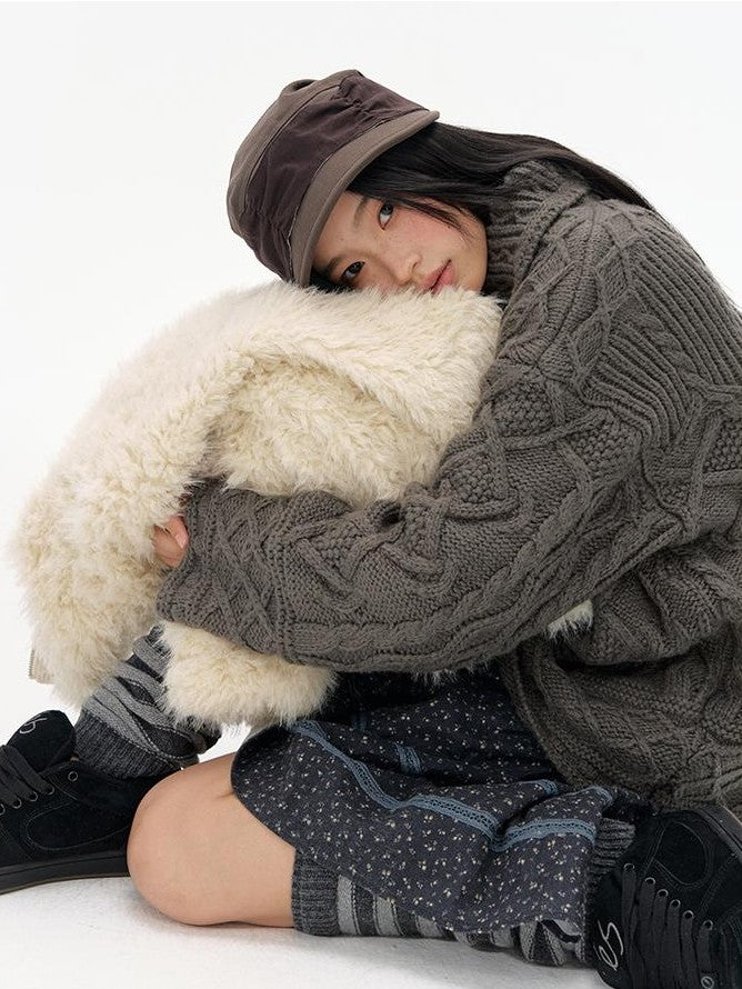 NAPSNAPS Horn Button Knit Thickened Collared Women&