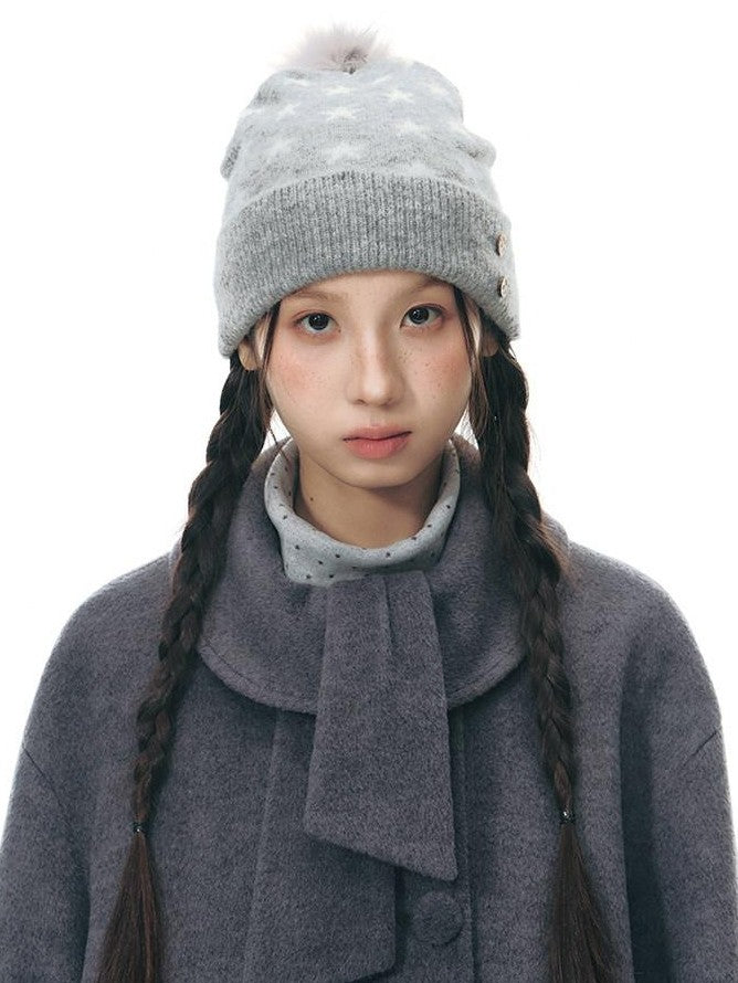 NAPSNAPS Ivory Bow Double Breasted Cowl Collar Padded Women&