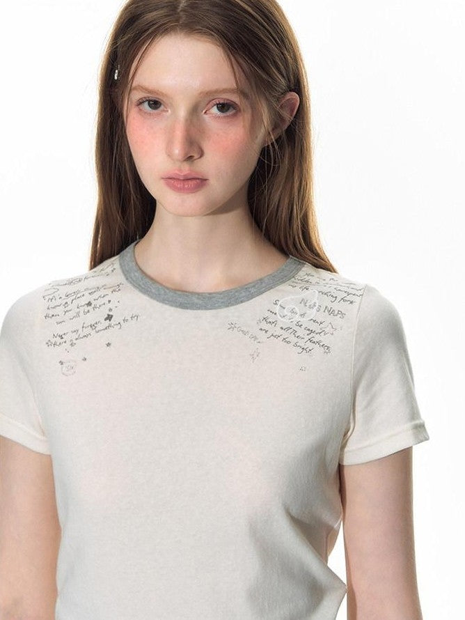 NAPSNAPS Ivory Gray Applique Print Contrast Shoulder Women&