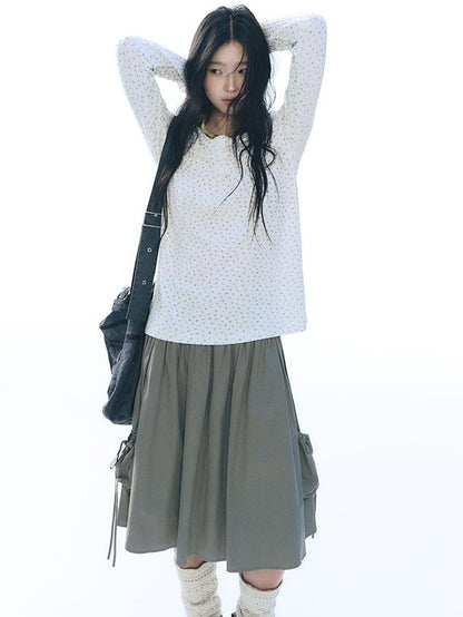 NAPSNAPS Knit Floral Print Round Neck Women&