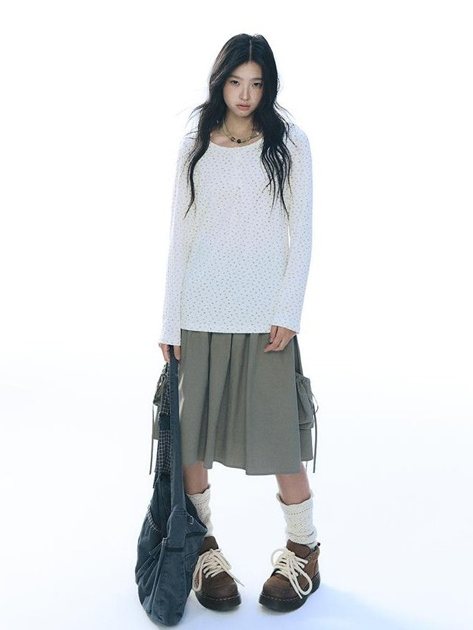 NAPSNAPS Knit Floral Print Round Neck Women&