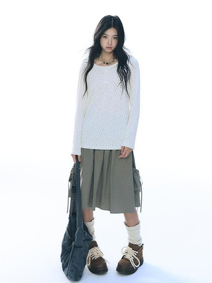 NAPSNAPS Knit Floral Print Round Neck Women&