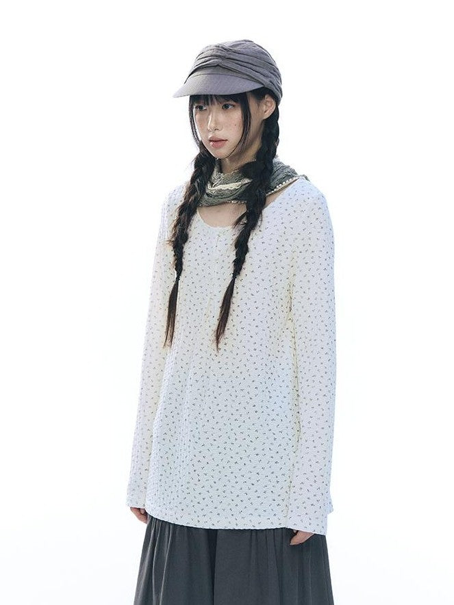 NAPSNAPS Knit Floral Print Round Neck Women&
