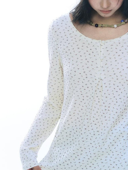 NAPSNAPS Knit Floral Print Round Neck Women&