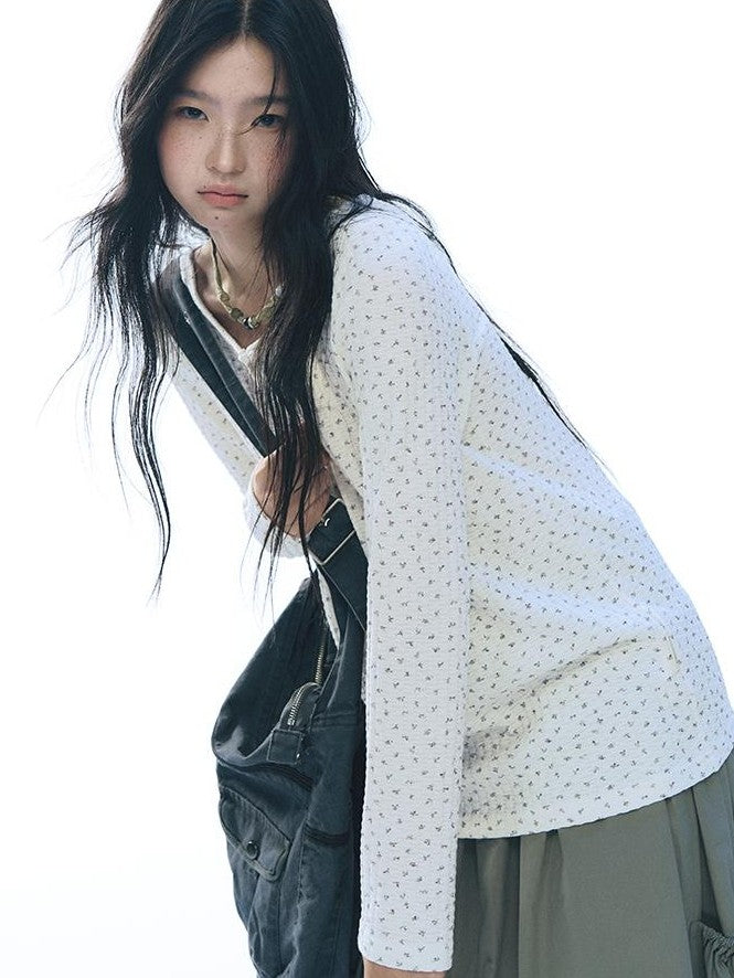 NAPSNAPS Knit Floral Print Round Neck Women&