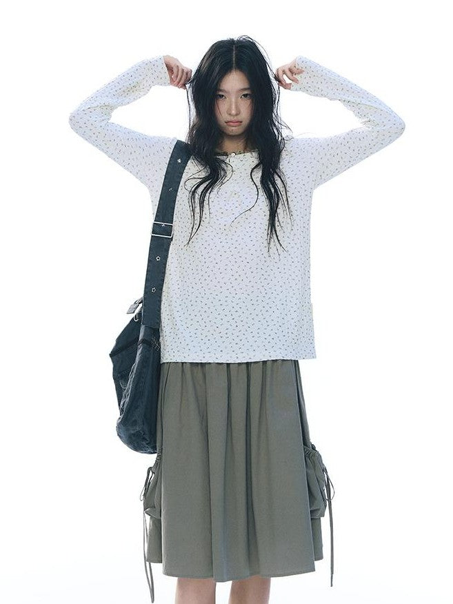 NAPSNAPS Knit Floral Print Round Neck Women&