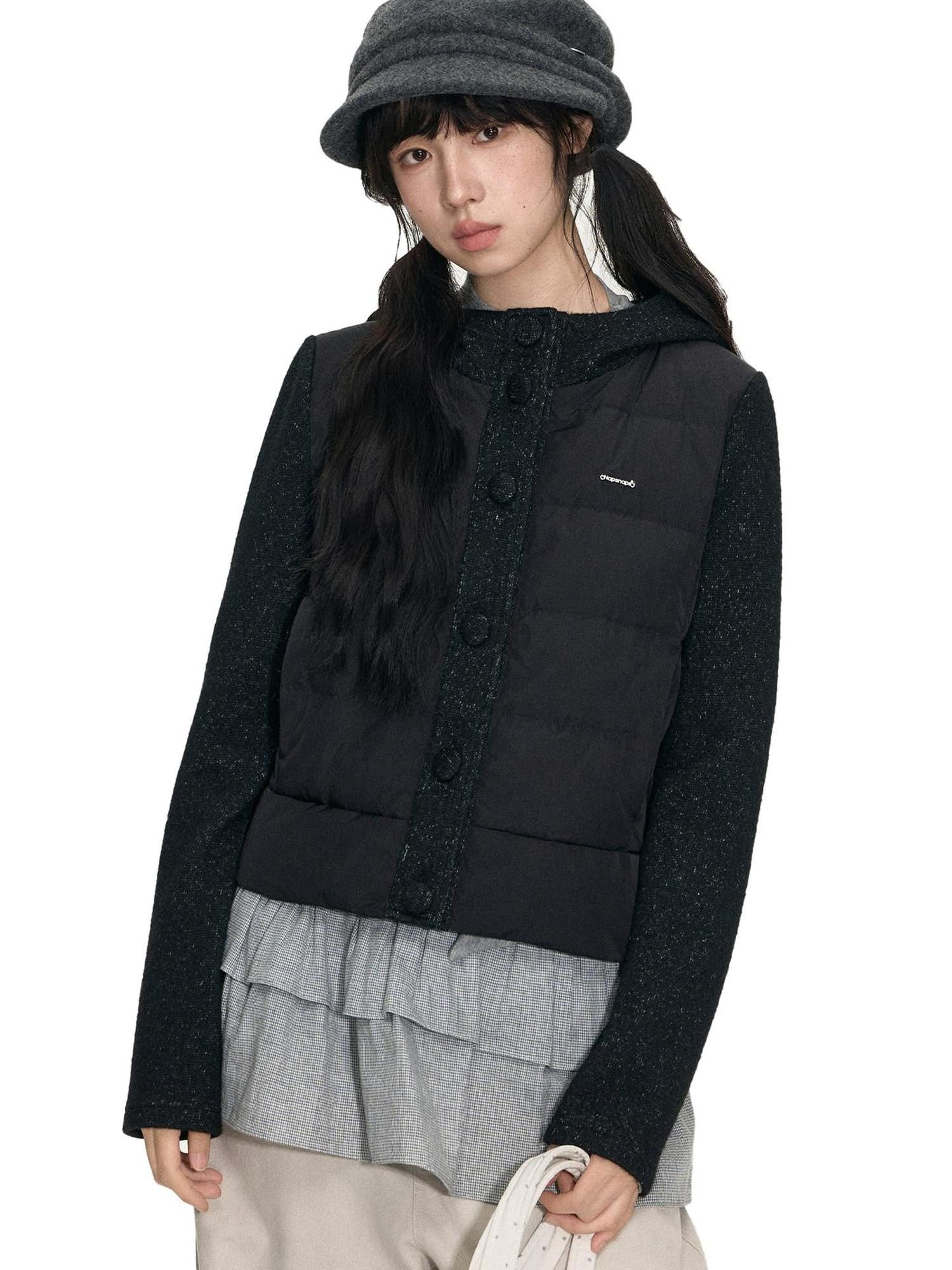 NAPSNAPS Knit Spliced Hooded Slim Fit Women&