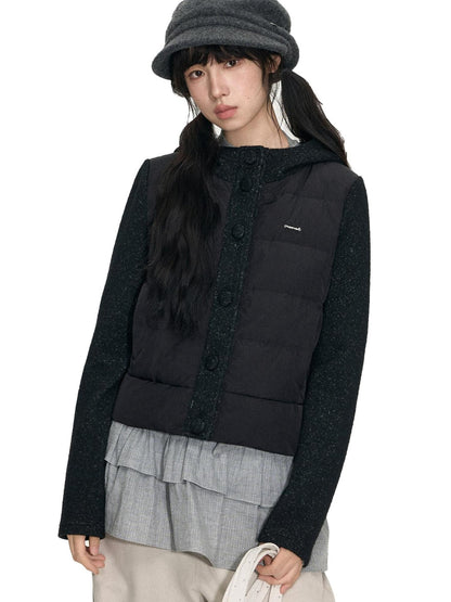 NAPSNAPS Knit Spliced Hooded Slim Fit Women&