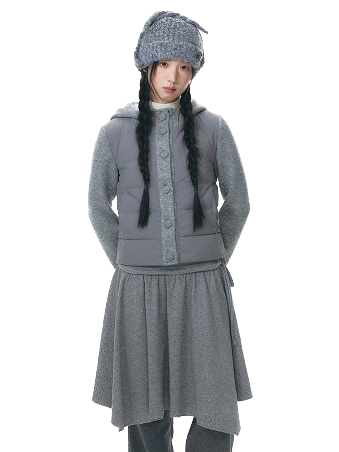 NAPSNAPS Knit Spliced Hooded Slim Fit Women&
