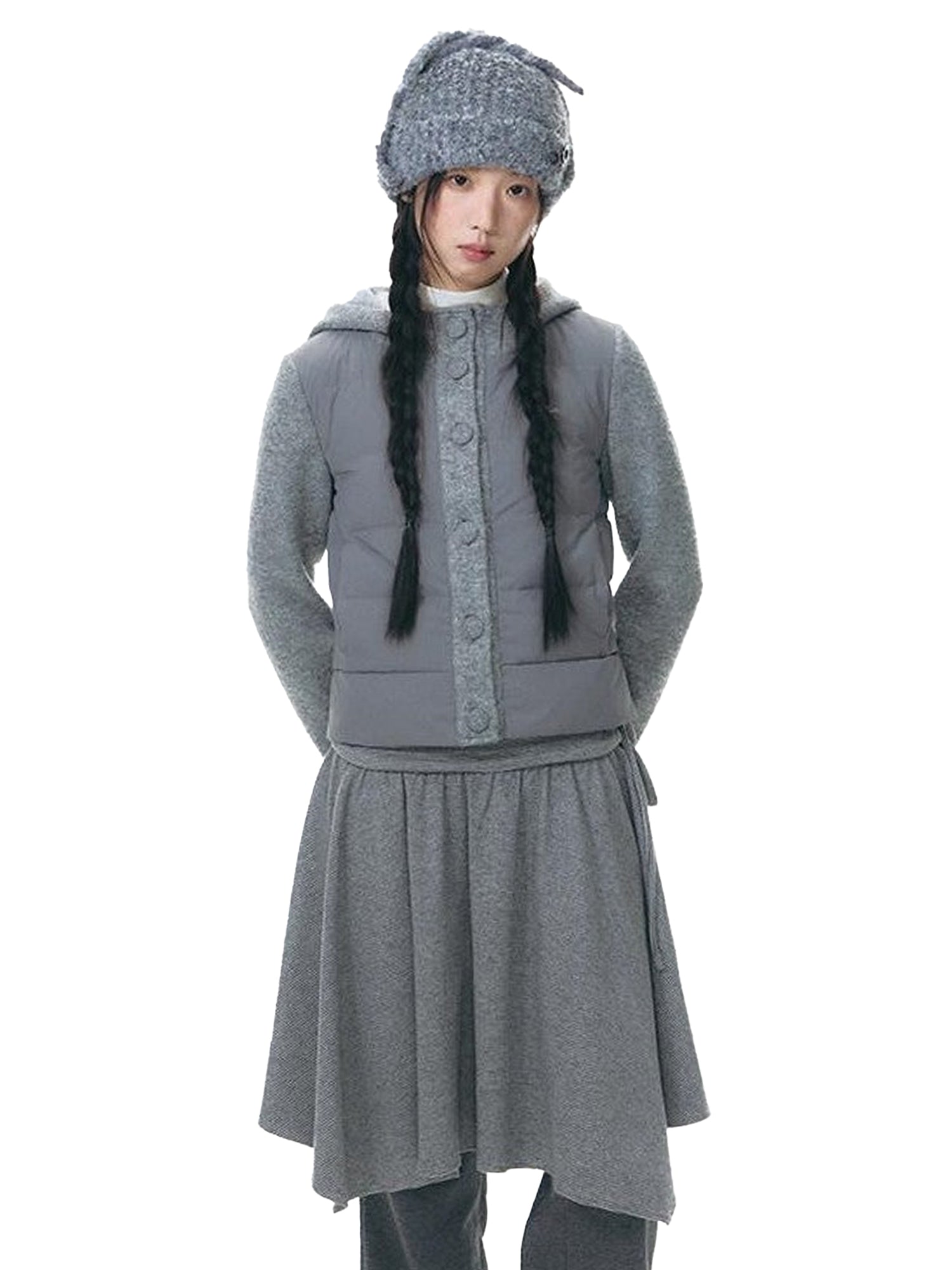 NAPSNAPS Knit Spliced Hooded Slim Fit Women&