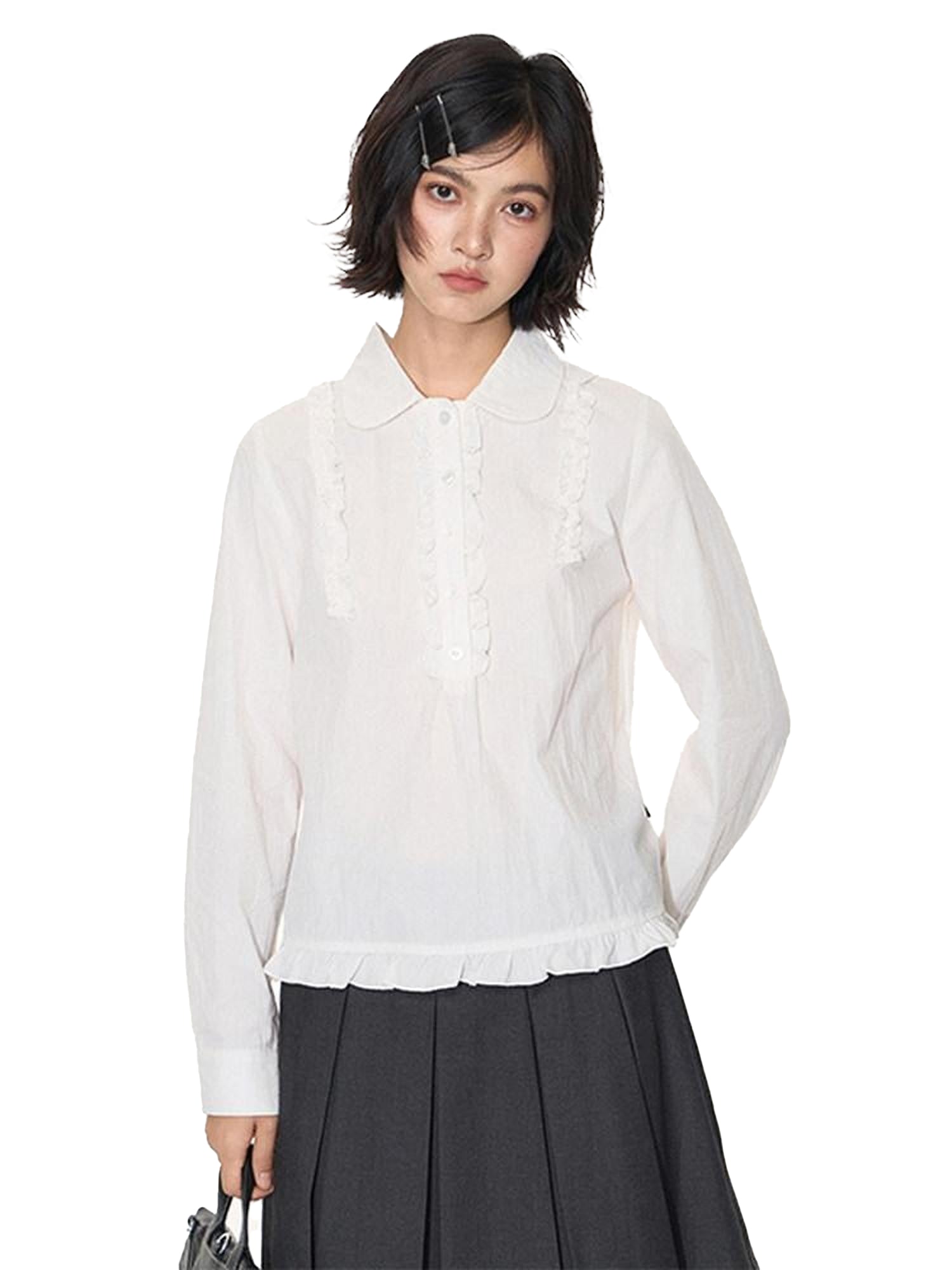 NAPSNAPS Lace Ruffle Pleated Doll Collar Japanese Women&