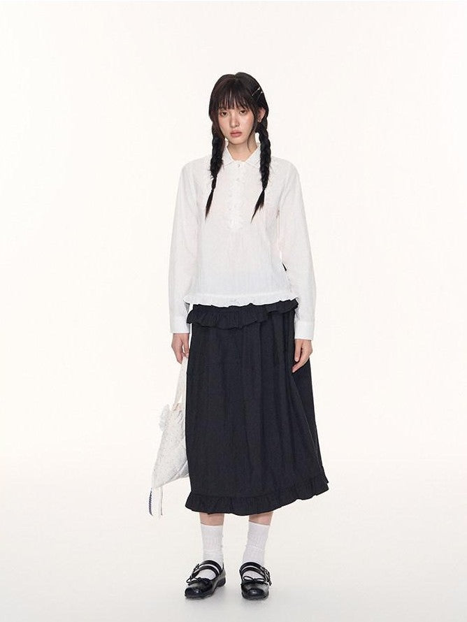 NAPSNAPS Lace Ruffle Pleated Doll Collar Japanese Women&