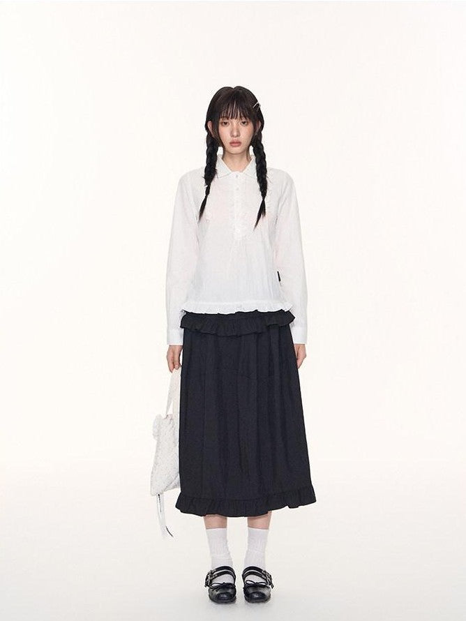 NAPSNAPS Lace Ruffle Pleated Doll Collar Japanese Women&