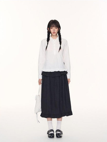 NAPSNAPS Lace Ruffle Pleated Doll Collar Japanese Women&