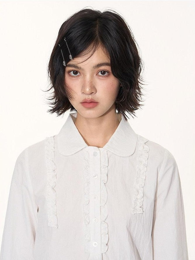 NAPSNAPS Lace Ruffle Pleated Doll Collar Japanese Women&