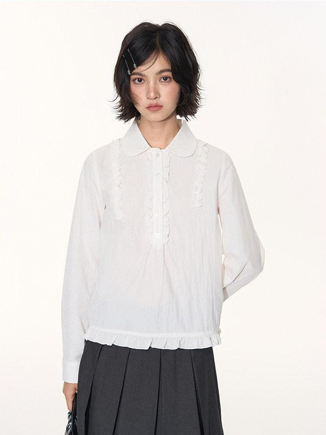 NAPSNAPS Lace Ruffle Pleated Doll Collar Japanese Women&