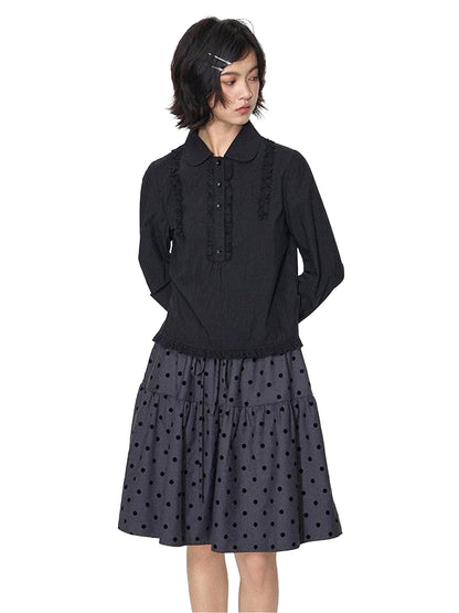 NAPSNAPS Lace Ruffle Pleated Doll Collar Japanese Women&