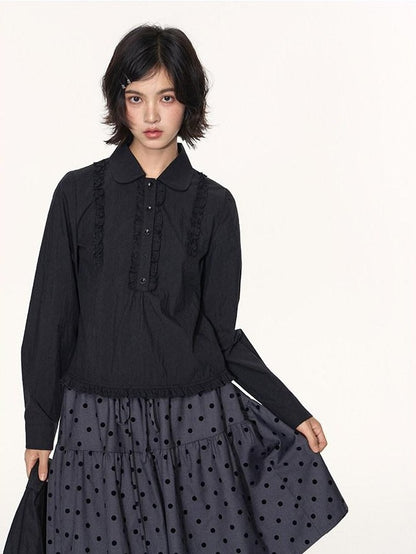 NAPSNAPS Lace Ruffle Pleated Doll Collar Japanese Women&
