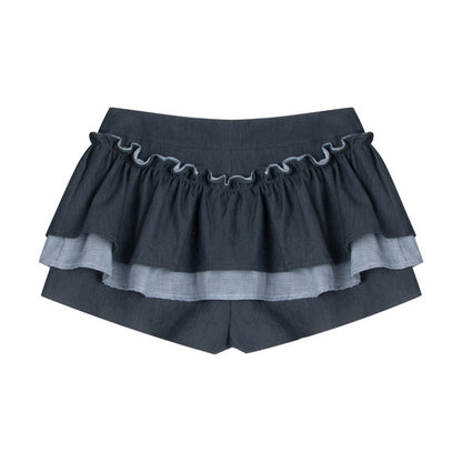 NAPSNAPS_Lace_Splice_Plaid_Double_Layer_A_Line_Shirred_Women&