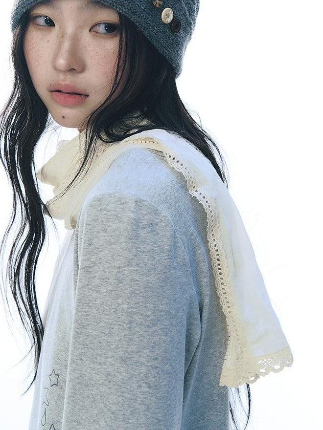 NAPSNAPS Lace Spliced Sweet Rectangle Women&