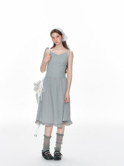 NAPSNAPS Lace Tie Waist Patchwork Pastoral Women&