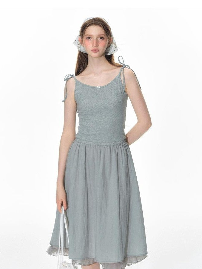 NAPSNAPS Lace Tie Waist Patchwork Pastoral Women&
