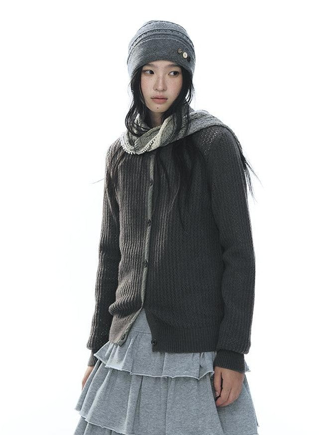 NAPSNAPS Lace Trim Cutout Knit Round Neck Women&