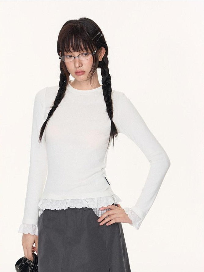NAPSNAPS Lace Trim Embroidered Cross Women&