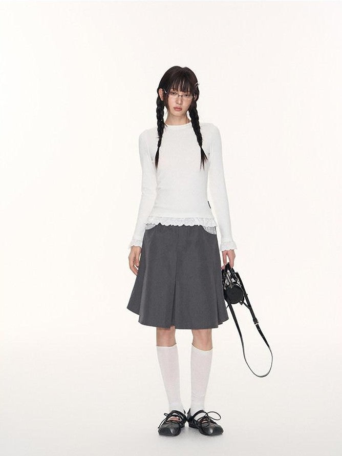 NAPSNAPS Lace Trim Embroidered Cross Women&