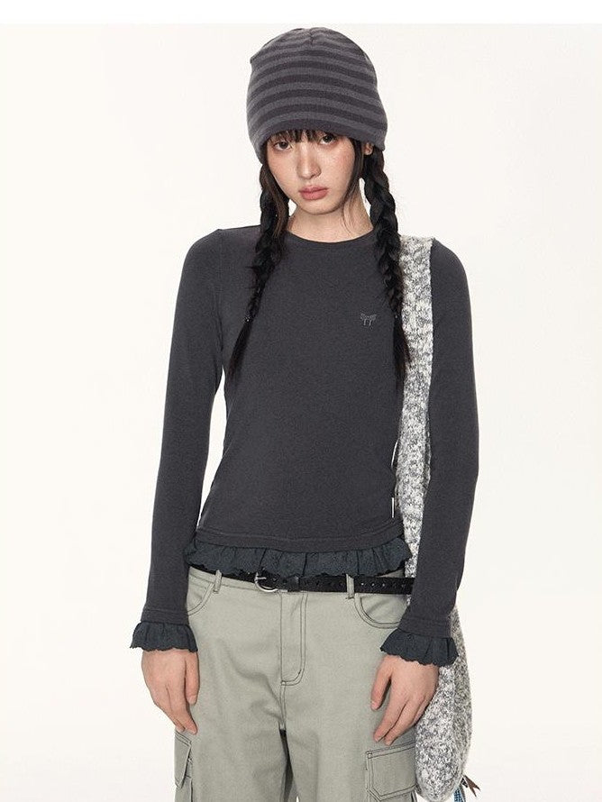 NAPSNAPS Lace Trim Embroidered Cross Women&