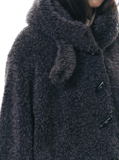 NAPSNAPS Lamb Fleece Hooded Toggle Detachable Oversized Women&