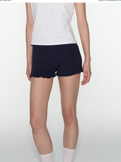 NAPSNAPS Lettuce Edge Asymmetric High Waist Zipper Slim Women&
