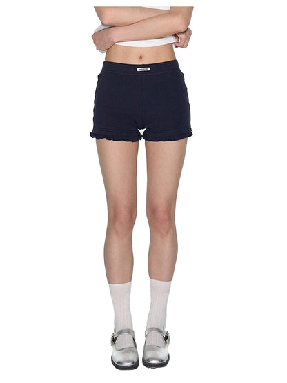 NAPSNAPS Lettuce Edge Asymmetric High Waist Zipper Slim Women&