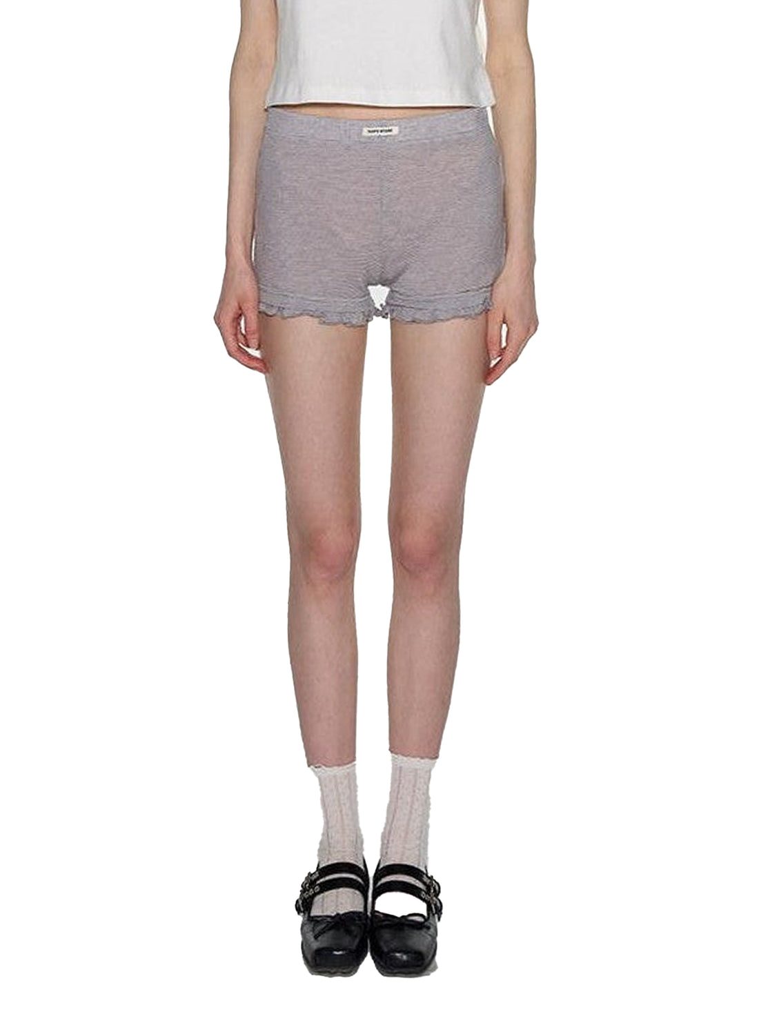 NAPSNAPS Lettuce Edge Asymmetric High Waist Zipper Slim Women&