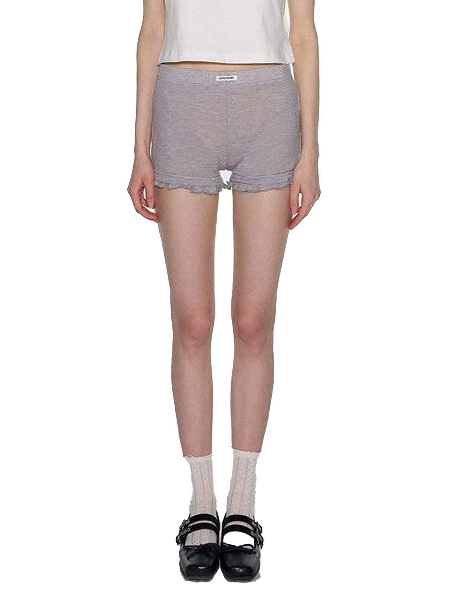 NAPSNAPS Lettuce Edge Asymmetric High Waist Zipper Slim Women&