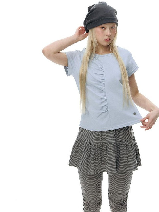 NAPSNAPS Light Blue Front Pleat Waist Cinch Women&