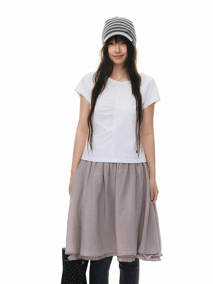 NAPSNAPS Light Blue Front Pleat Waist Cinch Women&