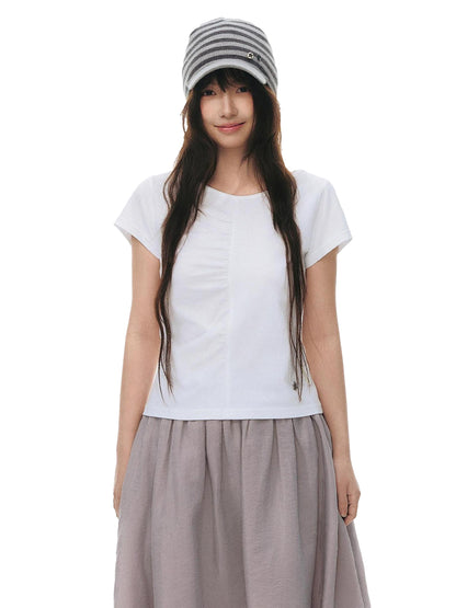 NAPSNAPS Light Blue Front Pleat Waist Cinch Women&