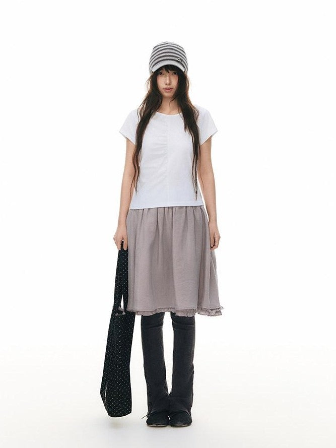 NAPSNAPS Light Blue Front Pleat Waist Cinch Women&