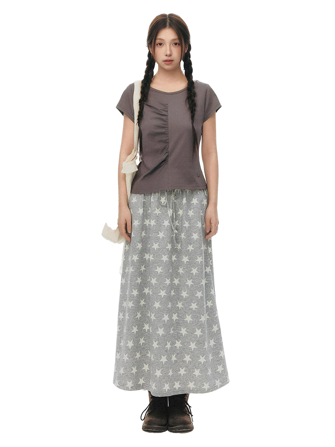 NAPSNAPS Light Blue Front Pleat Waist Cinch Women&