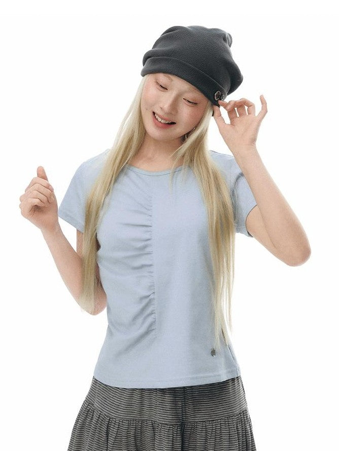 NAPSNAPS Light Blue Front Pleat Waist Cinch Women&